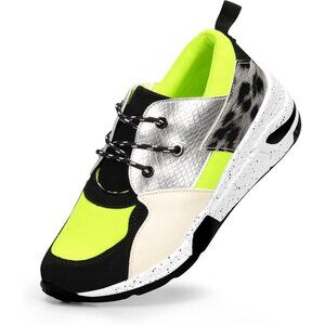 Lucky Step Women's Green High Heel Wedge Sneaker Fashion Cliff Platform Lace Up